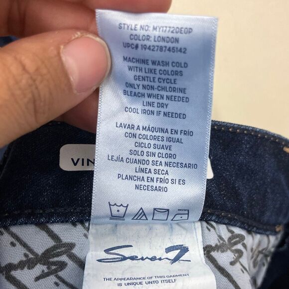 Seven7 high rise vintage straight dark wash non ripped jeans size 12 #740 - Picture 7 of 8